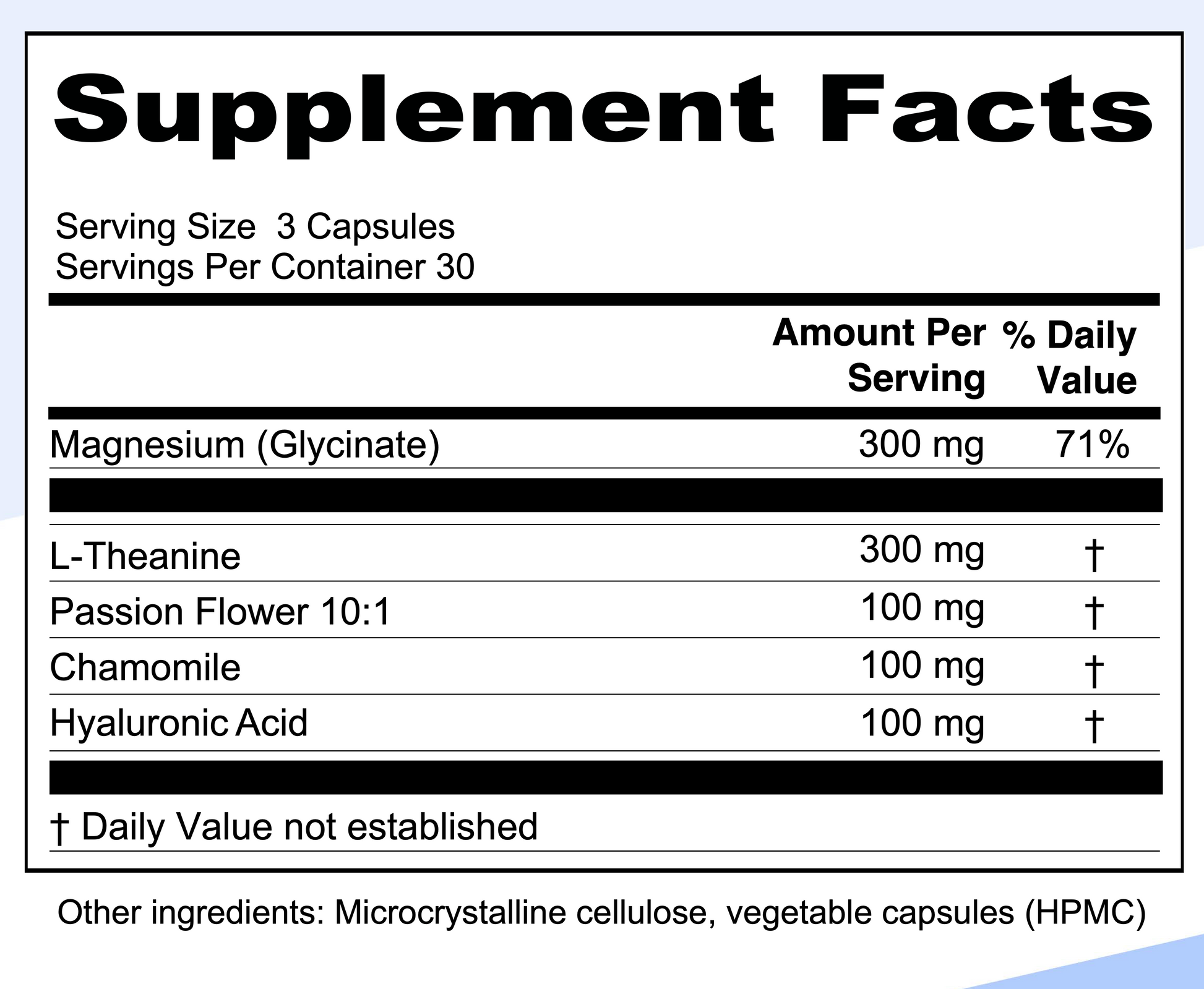 Sleep Support Supplement Facts